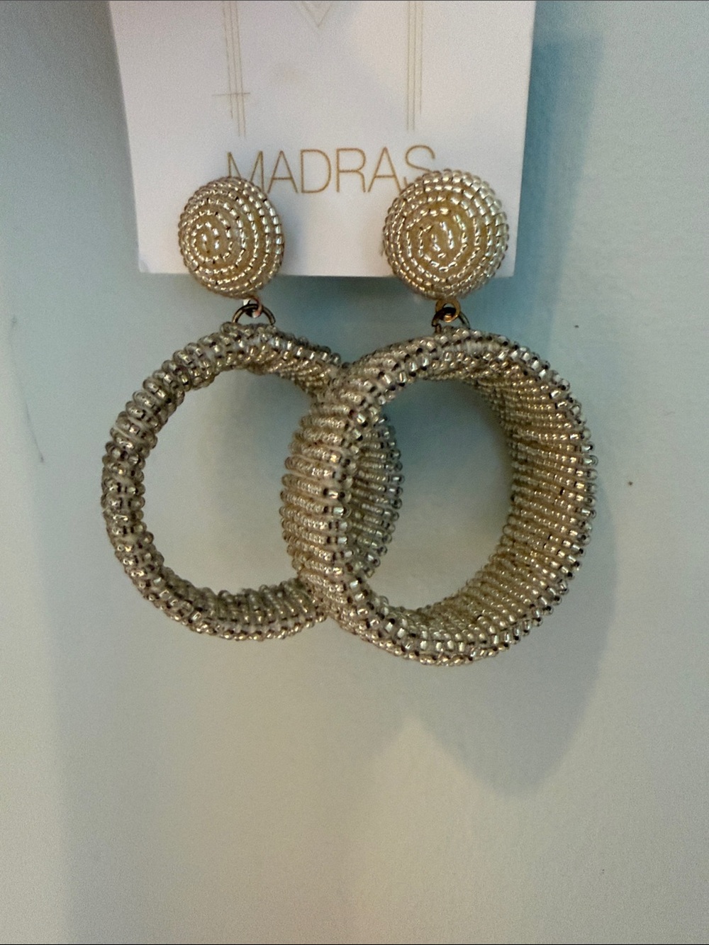 Madras Gold-Tone Textured Hoop Drop Earrings